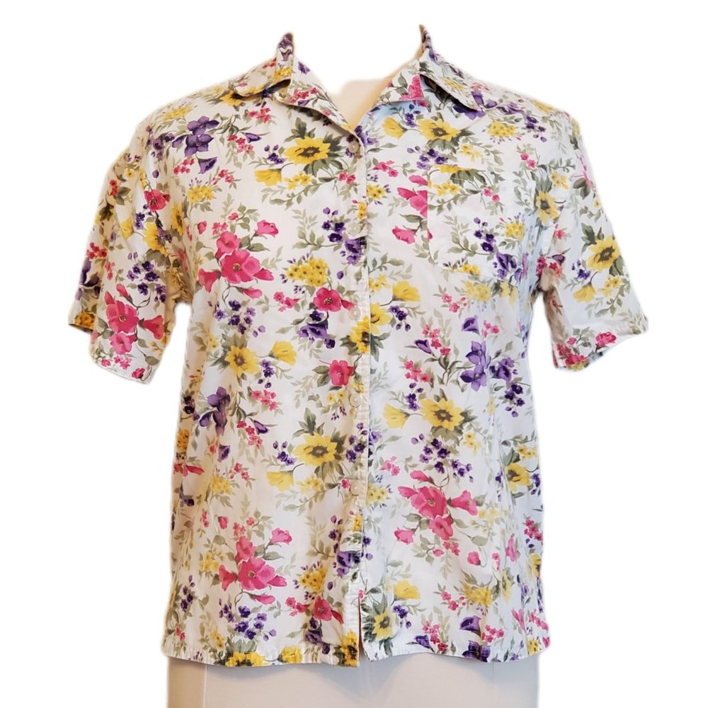 Bobbie Brooks Floral Button Down Shirt Size XL